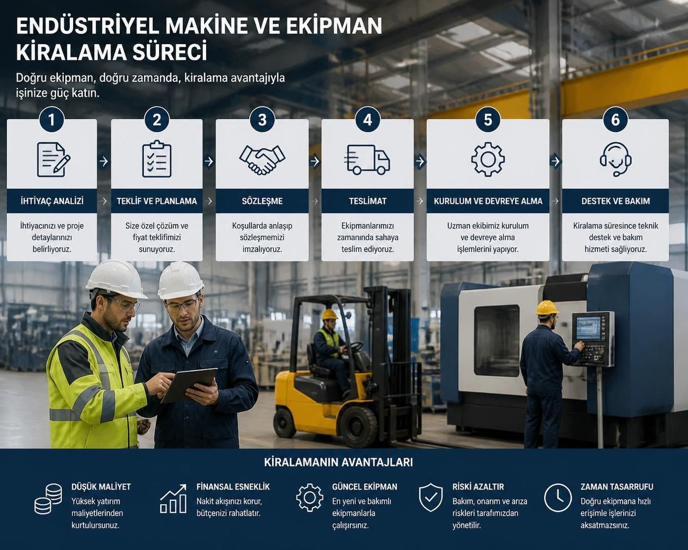 makine leasing avantajları ile işletmenizin maliyetlerini azaltın, nakit akışınızı iyileştirin ve operasyonel verimliliği artırın. i̇şletmenize sunduğu faydalar hakkında detaylı bilgi edinin.
